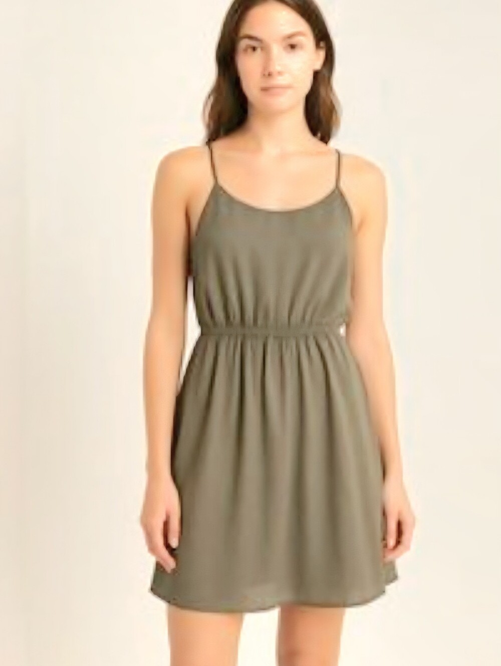 Womens Anne Klein Olive Green Cage Back Fit And Flare Mini Dress Size 8 NWT